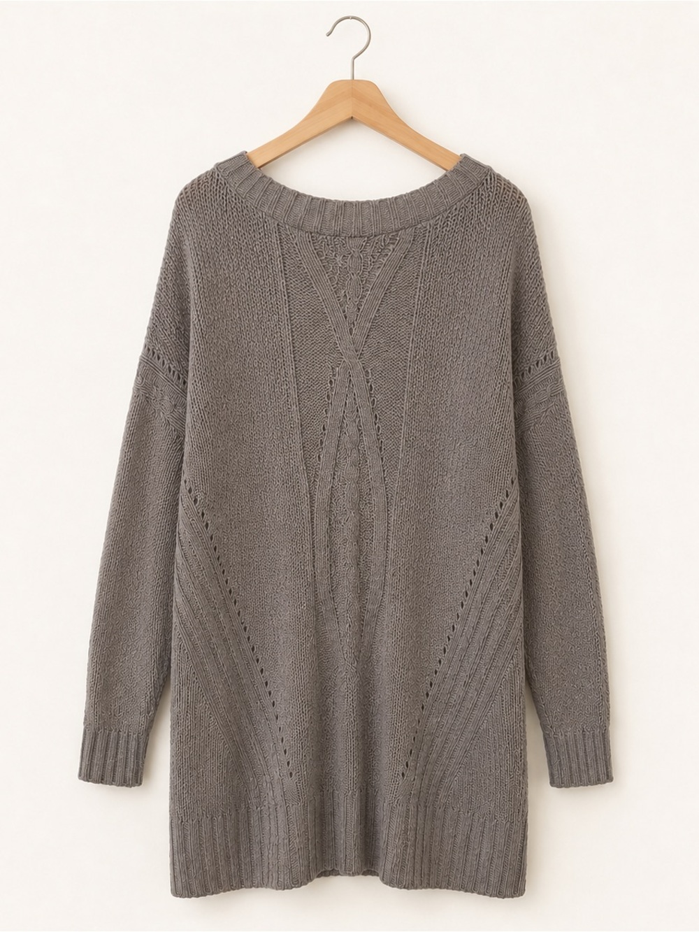 Charlotte Russe Gray Cable Knit Scoop Neck Sweater Dress